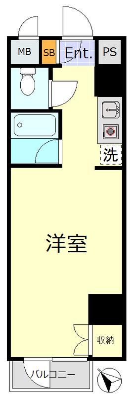 セザール第3鶴見(ワンルーム/2階)の間取り写真
