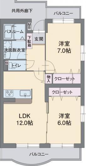 アビタシオンA(2LDK/1階)の間取り写真