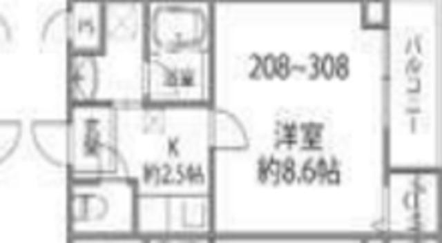 ソリティア桃谷(1K/2階)の間取り写真