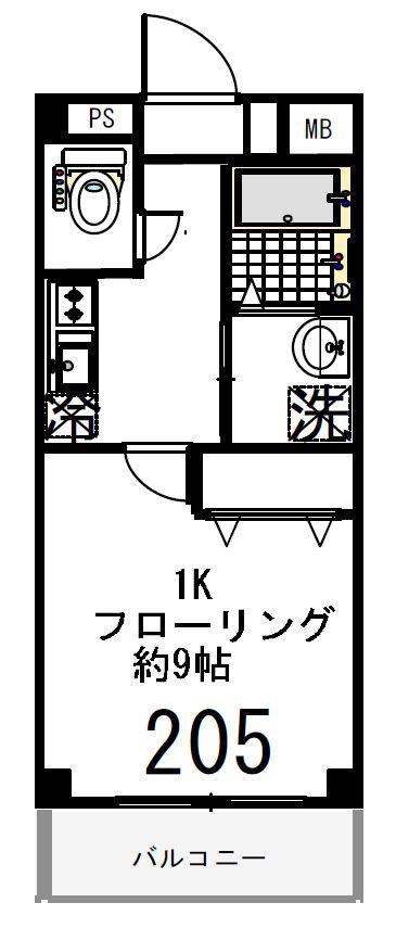 メゾンジャルダン本館(1K/2階)の間取り写真