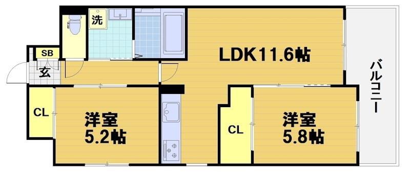 RIVERMOATSHIJO(2LDK/3階)の間取り写真