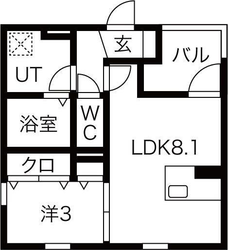 ANECIS 橘(1LDK/2階)の間取り写真