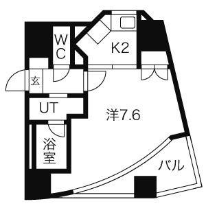 パックス荒畑Ⅱ(1K/4階)の間取り写真