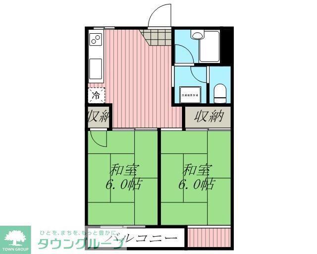MBSハイツB(2DK/1階)の間取り写真