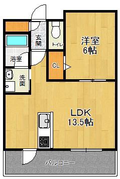 マーベル寿扇(1LDK/10階)の間取り写真