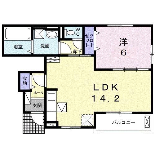 Kストリート(1LDK/1階)の間取り写真