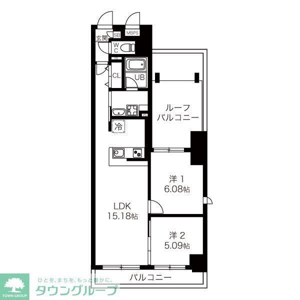 セントローズ江古田(2LDK/5階)の間取り写真