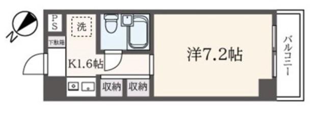 キューブ平和台(1K/2階)の間取り写真