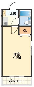 ロイヤルコーポ北中島(1K/2階)の間取り写真