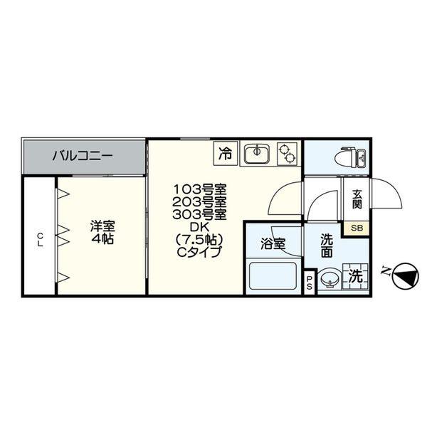 ジュネス日比野(1LDK/1階)の間取り写真