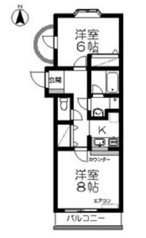 ロイヤルヒルズ鹿野I(2K/2階)の間取り写真