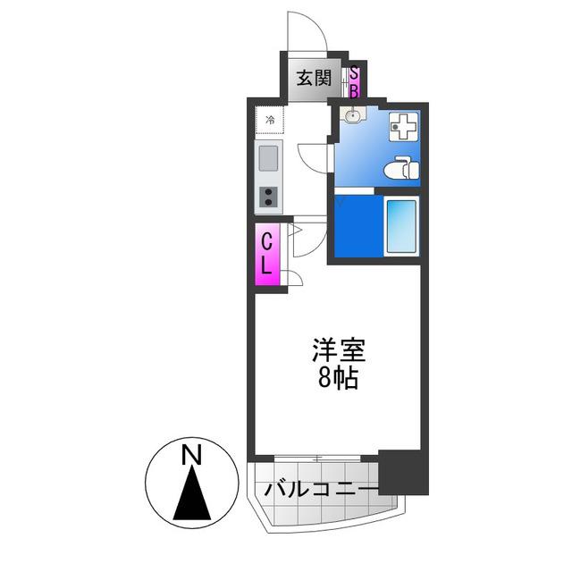 TLRレジデンス高井田(1K/9階)の間取り写真