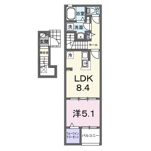 アクアプラ浅江7 I 1LDKHW(1LDK/2階)の間取り写真