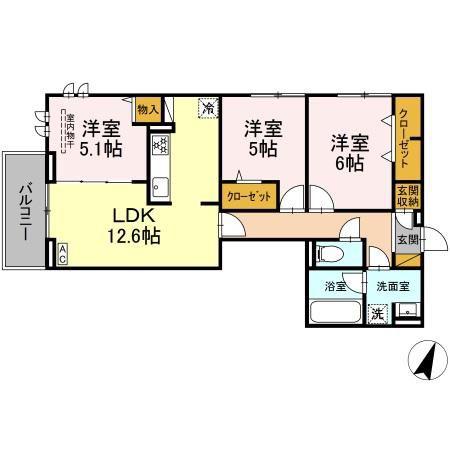 アベニール(3LDK/2階)の間取り写真