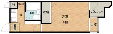 東白マンション(1K/3階)の間取り写真