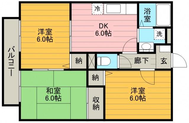 フローラふじみ野B 103(3DK/1階)の間取り写真
