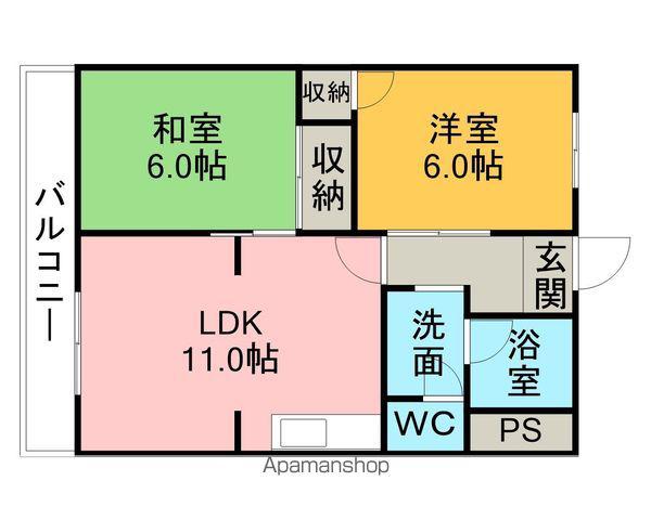 東刈谷コーポラス(2LDK/2階)の間取り写真