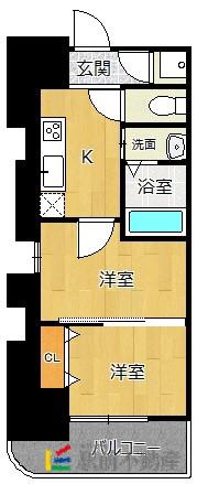 CLUB ORIENT NO.102(2K/10階)の間取り写真