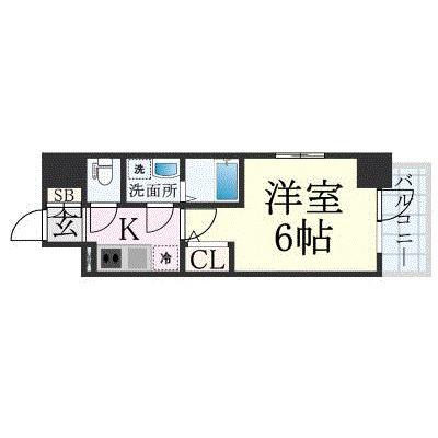 エスリード弁天町桜通レジデンス(1K/9階)の間取り写真