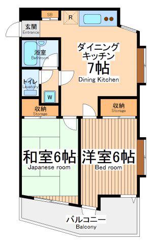 クレセントマンション富士見台(2DK/4階)の間取り写真