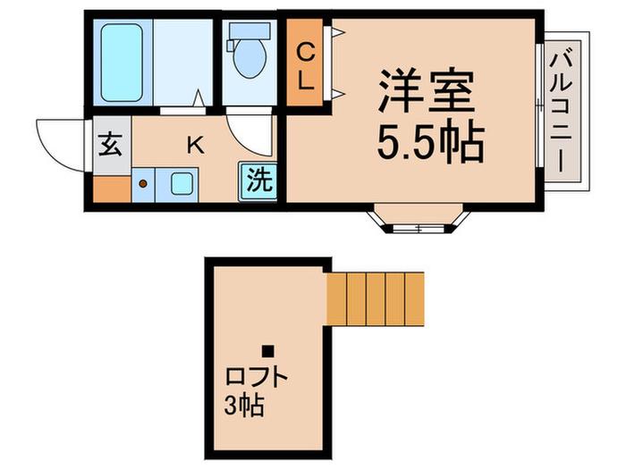 メープル大泉学園C(1K/2階)の間取り写真
