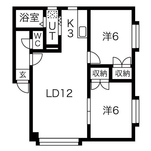 コニパルB(2LDK/2階)の間取り写真