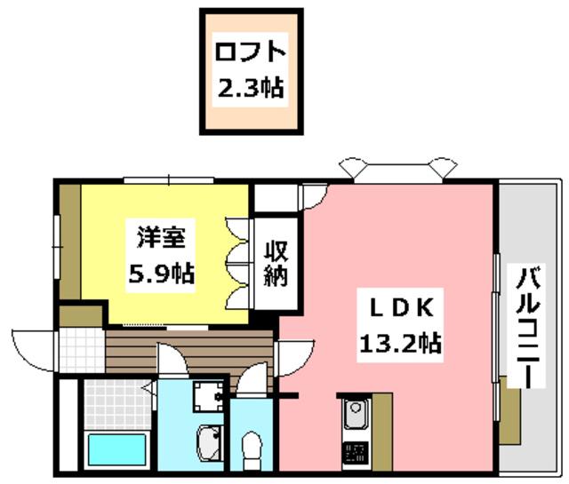 レーヴ エスポワール(1LDK/2階)の間取り写真