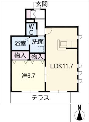 シェトワ(1LDK/1階)の間取り写真