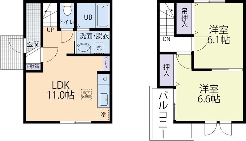 グラシア B(2LDK/1階)の間取り写真