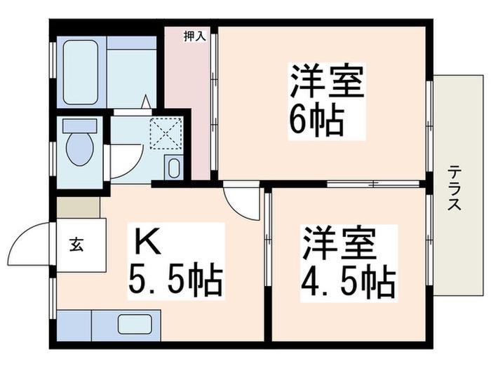 中山コーポA棟(2K/1階)の間取り写真