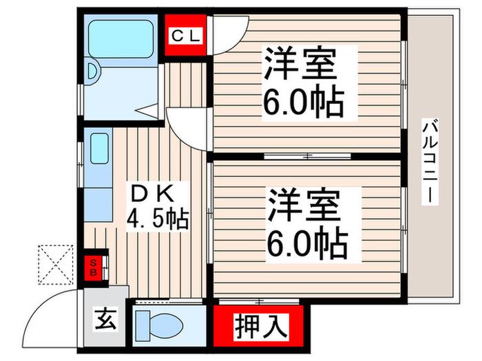 キープハイツ(2DK/2階)の間取り写真