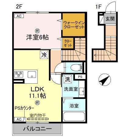 アミュレット ネクシアコート(1LDK/2階)の間取り写真