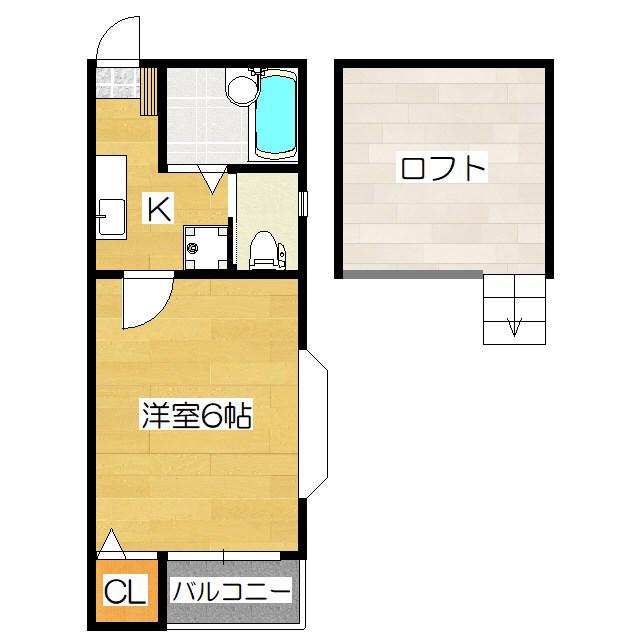 アサンテ二日市(1K/2階)の間取り写真