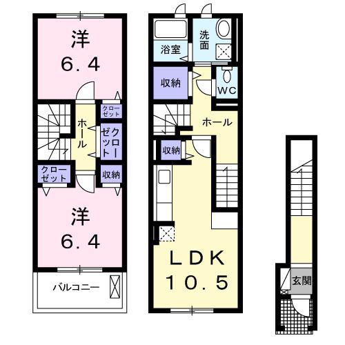 ブリーズI(2LDK/2階)の間取り写真