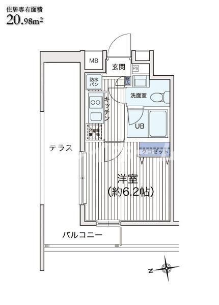 ライブコート大鳥居(1K/6階)の間取り写真