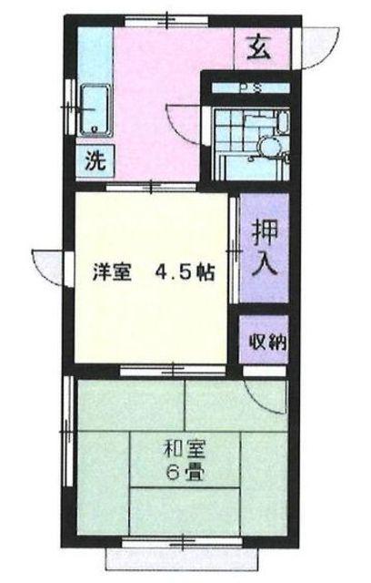 サンフラットA棟(2K/2階)の間取り写真
