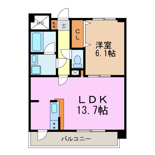 IMAGINE(1LDK/1階)の間取り写真
