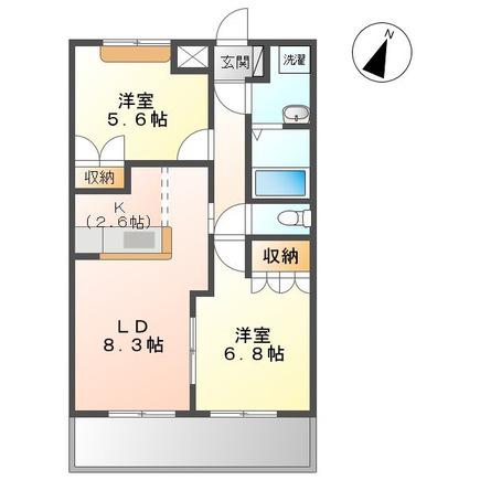 グランベール(2LDK/1階)の間取り写真