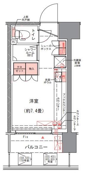 コムレジ赤羽 社会人棟(ワンルーム/4階)の間取り写真