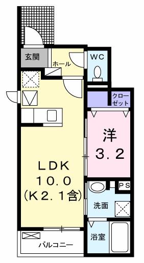 パルメゾン ロータス(1LDK/1階)の間取り写真