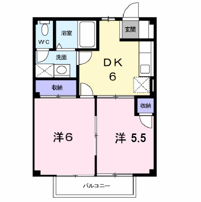 SEVENTYSEVEN FII(2DK/1階)の間取り写真