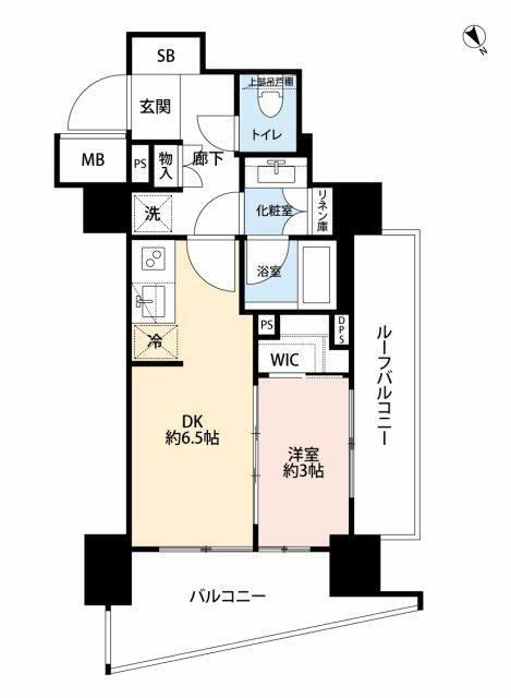 ピアース柿の木坂(1DK/6階)の間取り写真