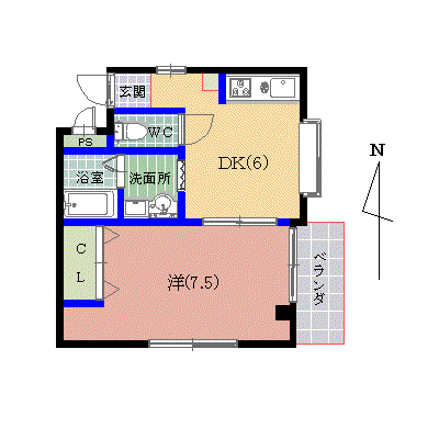 アビタシオン12(1DK/2階)の間取り写真