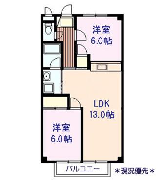 PARKSIDEリマティ― パークサイド(2LDK/1階)の間取り写真