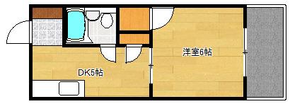 コテージミタキ(1DK/3階)の間取り写真