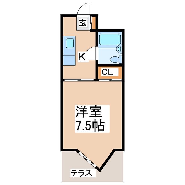 AFIELD坪井(1K/1階)の間取り写真