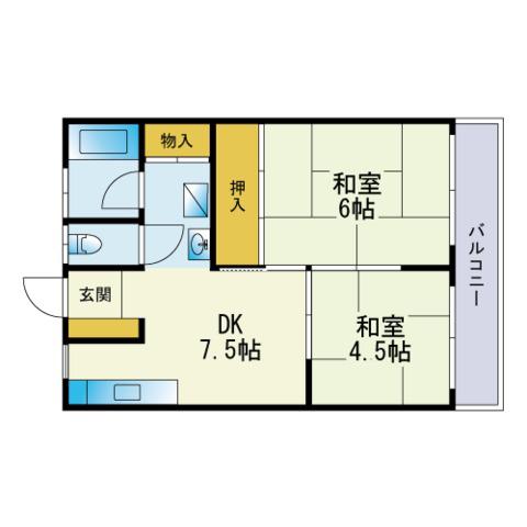 小笹カステリアB棟(2DK/5階)の間取り写真