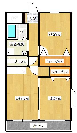 ベルハイム(2DK/4階)の間取り写真