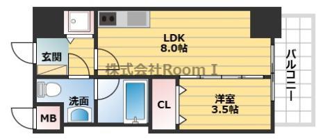 イグレック南本町(1DK/7階)の間取り写真
