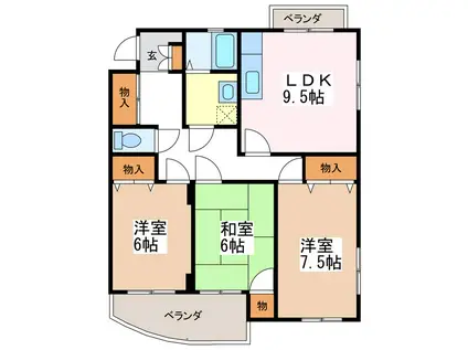 ベルコリン(3LDK/1階)の間取り写真